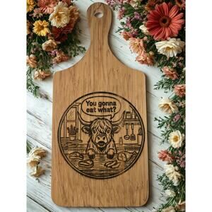 Charcuterie board cutting board funny decor highland cow cute kitchen trending